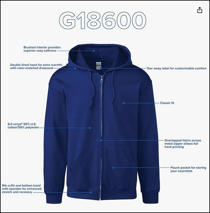 Personalized Design or Corporate Logo Zip Hoodie (Gildan) - Pine Needle Embroidery