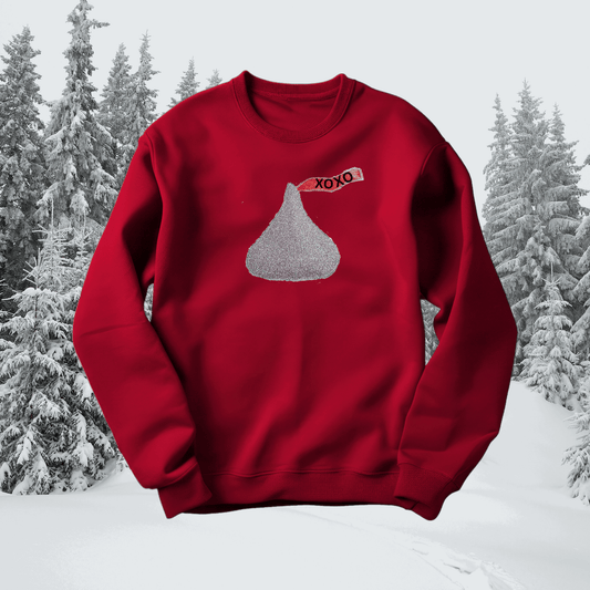 Hershey Kiss with Glitter Applique Sweatshirt - Pine Needle Embroidery