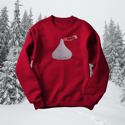 Hershey Kiss with Glitter Applique Sweatshirt - Pine Needle Embroidery